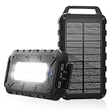 Solar Powerbank 26800mAh, Tragbare Solar Ladegerät PD15W USB-C Externer Akku Outdoor wasserdichtes Power Bank Solarpanel mit LED-Licht und 3 Outputs Ladegerät für Smartphones Tablets und mehr