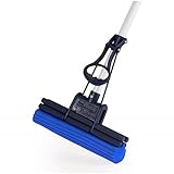 CleanAid OneTouch Easy Wischmopp, Bodenwischer, Wischer - besonders saugstark - PVA Schwamm und Teleskopstiel - Wischmopp mit Auswringfunktion, Tierhaarentferner, Schwamm, Bodenreinigung