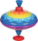 goki 53778 - Brummkreisel Farbentanz aus Blech, Farbenfroher Kreisel bringt Freude und Spaß ins Kinderzimmer, klassischer Schwungkreisel mit Standfuß, 21cm hoch, ab 1 Jahr