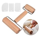 Nudelholz Teigroller aus Holz Kleine und Mittlere Teigrolle mit 2 Walzen und 3 Teigschaber Backzubehör Nudelholz für müheloses Ausrollen von Teigen mit der Hand Pizza, Desserts und Knödelhäuten
