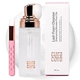 Curacoro 60ML Wimpernreiniger (Duftfrei) – Wimpernshampoo für Wimpernverlängerungen, Schaumreiniger für empfindliche Haut, entfernt wasserfestes Make-up für professionellen und privaten Gebrauch