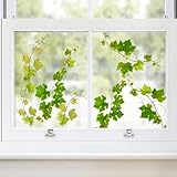 Supzone Fensteraufkleber Grüne Weinblätter Fensterbilder Sommer Frühling Fenster Abziehbilder Hängende Blätter Anti-Kollision Fensterfolie Glastüren Fensterdeko Aufkleber