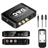 KOQEIEY 192Khz Da Wandler mit IR-Fernbedienung Lautstärkeregler Mute, Digital coaxial spdif Optical toslink zu Analog aux Cinch RCA 3.5mm Klinke Konverter DAC Converter für Verstärker TV Kopfhörer