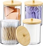 Miiepls 4 Stück Wattestäbchen Halter, Wattepadspender, Transparente Acryl Wattestäbchen Aufbewahrungsbox, für Kosmetik, Wattebällchen Wattepads Behälter Box
