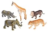 Idena 4320409 - Spielfigurenset mit 5 Zootieren, aus Kunststoff, jeweils ca. 10 cm groß, Spielspaß für die Badewanne, den Sandkasten, im Kindergarten und Kinderzimmer