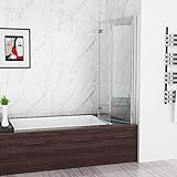 MIQU Duschwand für Badewanne 100x140 cm 2-teilig Faltbar Duschtrennwand Glas Duschabtrennung, Dusche Badewannenaufsatz 6mm NANO Sicherheitsglas