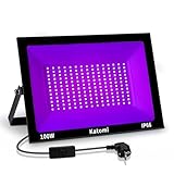 Katomi 100W Schwarzlicht-Strahler aus Aluminiumlegierung, Wellenlänge 385-400NM Schwarzlichtlampe, IP66 Wasserdichter UV-Fluter für Fluoreszierende Poster, Malerei, Halloween,GLOW-Neon-Partys
