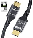 Adauxter 10K 8K HDMI 2.1 Kabel 2M, Zertifiziert 48Gbps Ultra High Speed HDMI Kabel mit Ethernet 4K 240Hz 165Hz 144Hz 120Hz 8K 60Hz eARC HDCP2.3 HDR10+ PC Laptop TV Monitor Projektor PS5 X-Box