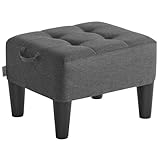 SONGMICS Sitzhocker, Fußhocker, Leinenimitat, Hocker, Dicke Polsterung, bis 150 kg belastbar, für Wohnzimmer Schlafzimmer Eingangsbereich, schiefergrau-tintenschwarz LOM502G01