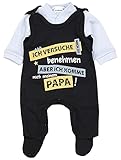 TupTam Unisex Baby Strampler Set Spruch Mamas & Papas Schatz, Farbe: Ich versuche mich zu benehmen... / Schwarz, Größe: 62