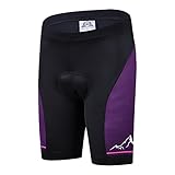 YFPICO Kinder Fahrrad-Shorts/Rad-Hose Mit Innenhose/Mountainbike - Atmungsaktiv schnelltrocknend, Violett, 122/128