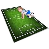 AXHMZYD Kinder Fußball Teppich Fußballfeld spielteppich Jungen & Mädchen Funs Home Decor Spielmatte für Kinderzimmer, Babyzimmer und Spielzimmer Grün(A,80×120cm)