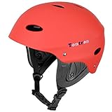 Tontron Classic Wakeboard Kajak Kite Surf Wassersporthelm (Matte Rot, M)
