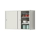 IvyTantor Hängeschränke Garagen-Wandschrank aus Edelstahl mit Schiebetür, robuster Lagerschrank für Badezimmer und Küche, an der Wand montierte, abnehmbare Regale, Silber (80 x 50 x 20 cm)