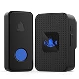 Funkklingel, IP55 Kabellose Türklingel Aussen Wasserdicht, Türklingel Funk 300M Reichweite, Haustür Klingel Set 1 Batterie-Sender 1 Plug-In Empfänger, Led Funk Klingel 55 Melodien 5 Lautstärkestufen