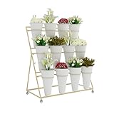 Blumenständer aus Metall, Gartenwagen mit Rollen, 12 Eimer, einfach zu installieren, bewegliches Pflanzenregal für Blumenladen, Zuhause, Büro, Clubs, Café, bunt und stilvoll