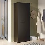 FORTE NET106 Schrank 70 180, Mehrzweckschrank, Staubsaugerschrank, Abstellraum, Drehtürenschrank, 2-türig mit Einlegeböden, Schwarz, 68,7 cm breit x 181,1 cm hoch x 36,5 cm tief
