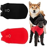 2 Stück Hundepullover Kleine Hunde, Hunde Pullover Kleine Hund, Hundepullover Fleece, Hunde Pullover Kleine Hund, Haustierbekleidung, Winterjacke Hunde Klein, Hundemantel Mit Geschirr, Rot Und Schwarz