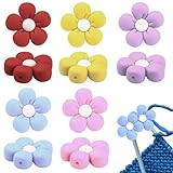 10 Stück Niedliche Blumen-Stricknadelstopper, Stricknadel Stopper, Bunte Blumen-Silikon-Stricknadelspitzen-Schützer, Maschenstopper für Stricknadeln Hand DIY Zubehör