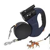 Hundeleine für 2 Hunde, faltbar, wasserdicht, LED-, 360 Grad drehbar, Doppelleine für Camping, Outdoor, Spazierengehen, Wandern, Laufplatz