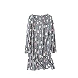 Nachthemd Damen Baggy Weich Schlafanzug Winter Langarm Rundhals Pyjama Lang Baumwolle Bequem Hausanzug Baggy Casual Kuscheliger Sleepwear Loungewear Homewear mit Gedruckt Freizeitanzug
