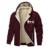 WAZHAKU Herren Fleecejacke mit Kapuze und Reißverschluss Männer Einfarbige Gefütterte Winterjacke Kapuzenjacke mit Kordelzug Taschen Sweatjacke Freizeitjacke für Alltag Thermojacke Sweatjacke