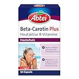 Abtei Beta-Carotin Plus - Nährstoffkombination aus hautaktiven B-Vitaminen, Vitamin C und Vitamin E - für gesunde & schöne Haut und Hautschutz - glutenfrei, laktosefrei - 50 Kapseln