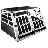 Petigi Hundebox Hundetransportbox Auto Alu Hunde Transportbox Aluminium Kofferraum Transport Box für Hund Dog Autobox 89 x 69 x 50 cm Haustier Käfig