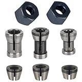 8 Stück Spannzangen Set, Stahl Fräse Fräszubehör 6 Klemm Adapter (6 mm, 6,35 mm, 8 mm) mit 2 Muttern Präzisions Spannzangenfutter für Graviermaschine Holzbearbeitung