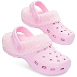 CityComfort Mädchen Clogs Kinder Hausschuhe, Warme Fleecefutter & Abnehmbaren Schuh Charms, Geschenke für Kinder Teenager (31 EU, Rosa ohne Charms)