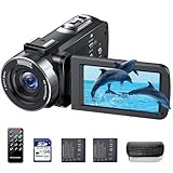 Videokamera 4K 42MP Camcorder 18X Digitalzoom kamera Video recorder, 3,0 Zoll 270° drehbarer Bildschirm Video Camera Vlogging Kamera für Youtube mit 32 GB SD-Karte, Akkus, Fülllicht, Fernbedienung
