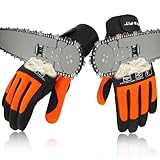 Intra-FIT Kettensägen-Schutzhandschuhe EN ISO 11393-4 KLASS 1 aus Kunstleder mit Schnittschutz auf beiden seiten, Forst-Schnittschutzhandschuhe für Motorsäge