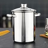 mucHome Nudeltopf & Spargeltopf hoher Topf mit Siebeinsatz, für 4 Liter Induktionsgeeignet, Edelstahlgriffe mit Glasdeckel, ideal für Spargel oder Spaghetti Kochtopf