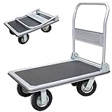 Plattformwagen 300 kg luftbereift Transportwagen Handwagen Paketwagen Transporthilfe mit Lenkrollen Transportkarre 22cm XXL Lufträder kugelgelagert 90 x 60 x 96 (L x B x H)