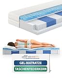 AM Qualitätsmatratzen Premium Gel-Taschenfederkernmatratze 90x200cm H3 24cm - Made in Germany & Oeko TEX Siegel - 7 Zonen Gel-Federkernmatratze 90x200 mit 1000 Federn & Lyocell Bezug
