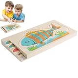 Kinderpuzzles - Fischförmiges Legespiel Als Denkspielzeug - Pädagogische Holzpuzzles Für Vorschule Und Kindergarten - Für Kinder, Geburtstage, Feiertage Und Festliche