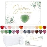 BOFUNX 24 Set Steine Gastgeschenke, Herz Steine + Schön dass du da bist Karte + Organzasäckchen, Hochzeit Taufe Danke Gastgeschenke Glücksbringer