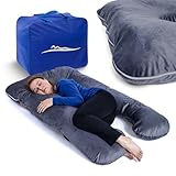 MKS KomfortKissen ORIGINAL Premium Ergonomisches Kühlend Kuschelkissen | Körperkissen | Seitenschläferkissen für Erwachsene - Für besseren Schlaf 100 x 150 cm (Mikroplüsch (Kuschelig) / Dunkelgrau)