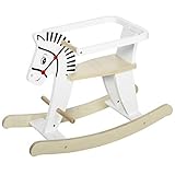 HOMCOM Kinder Schaukelpferd aus Holz Schaukeltier Schaukelspielzeug Pferd Kinderschaukel mit Haltegriffe für 1-3 Jahre Weiß 68 x 26,5 x 48 cm