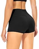 TNNZEET Radlerhose Damen Hohe Taille Shorts Bauchweg Kurze Sporthose Hotpants für Yoga Gym (Schwarz,S-M)