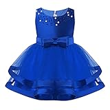 iEFiEL Baby Kleid Mädchen festlich Taufkleider Prinzessin Hochzeit Kleider Blumenmädchenkleider 6-24 Monate Blau C 86-92