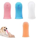 4 Stück Hundezahnbürste, 360º Pets Zähne Reinigung Zahnbürste, Fingerzahnbürste Hund Katze, Zahnbürste Hund, Für Hunde, Welpen, Katzen & Kleine Haustiere Zahnpflege(Blau, Rosa)