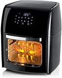 GOURMETmaxx Digitale Heißluftfritteuse 12L XXL-Ofen | Airfryer mit Timerfunktion, Touchdisplay, Drehspieß & Backgitter | fettarm, energiesparend frittieren | 8 Programme, 1800 W