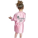 Pyjama-Mädchen Baby zum Geburtstag Kim Room für Frauen nachts Kleidung solide Seide Kleinkind Bademantel für Kinder Bademantel für Mädchen Baby 86 (Pink, 110)