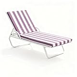 EXZFW Liegenauflage für Garten & Terrasse, Sonnenliege Auflage aus wasserabweisendem Polyester, Liegestuhl Auflage mit Bindebändern, Relaxsessel & Deckchair Auflagen,Lila,188x58x5cm