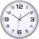 Warminn Wanduhr Ohne TickgeräUsche Lautlos Modern 30cm Quarz Groß Batterie Betriebene Wanduhr Einfach zu Lesen für Zimmer Zuhause KüChe Schlafzimmer Büro Schule