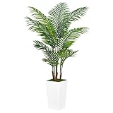Künstliche Pflanzen 150cm mit Weißem Topf, Groß Künstliche Palme wie echt Fake Pflanzen für Wohnzimmer Balkon Schlafzimmer Büro Perfektes Einweihungsgeschenk
