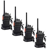 Retevis RT24 Plus Funkgeräte Set, Walkie Talkies Erwachsene 16 Kanäle IPx4 Wetterschutz, PMR Handfunkgerät Lizenzfrei Wiederaufladbar USB Ladeschale Walkie Talkie mit Headset (4 Stück, Schwarz)