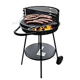Holzkohlegrill Stahl mit Griffen mobiler BBQ Grill Höhe 83 cm Robuster Kohlegrill & HLKauf-Block (Grill Deluxe 83cm & HLKauf-Block)