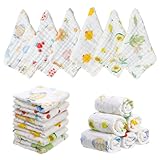 Kaisibum 6er-Pack Musselintücher Baby Spucktücher Reine Baumwolle Baby Spucktücher saugfähig und atmungsaktiv für Jungen und Mädchen zum Reinigen und Abwischen von Neugeborenen 50x25cm
